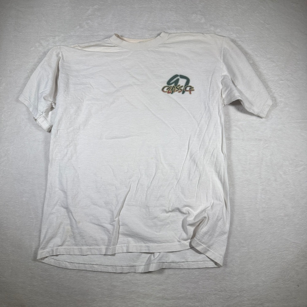 97‎ CLASSIC CF T Shirt White Short Sleeve Graffiti Graphic Tee Large